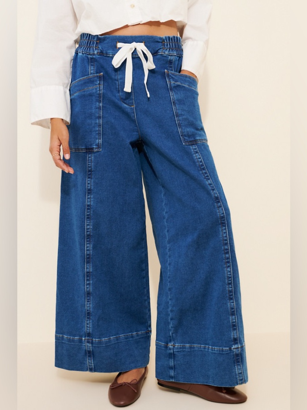 Maeve La Ponche Tie-Waist High-Rise Wide-Leg Jeans by Anthropologie